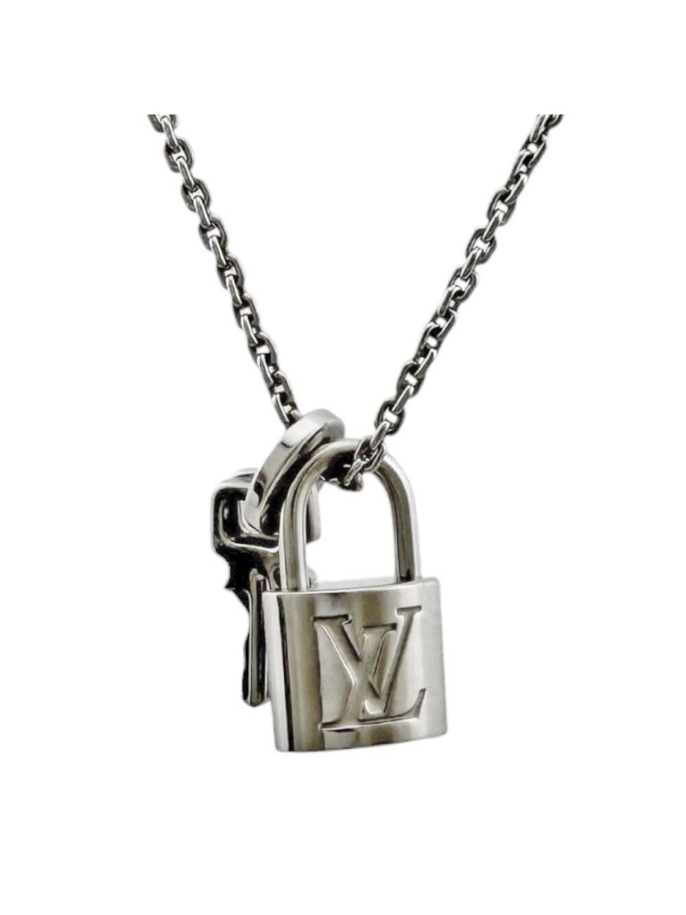 Louis Vuitton Pendentif Lockit Necklace 18k White Gold